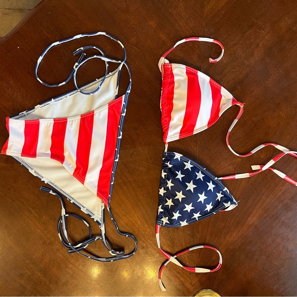 Red, White, and Blue Striped and Star Bikini